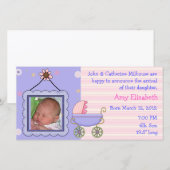 Zoete babymeisje geboorteaankondiging fotokaart aankondiging (Voorkant / Achterkant)