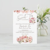 Zoete babymeisje theeparty baby shower uitnodiging (Staand voorkant)