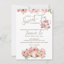 Zoete babymeisje theeparty baby shower uitnodiging
