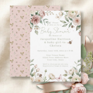 Zoete babymeisje wordt bij Pink n Ivory Rose bloem Kaart