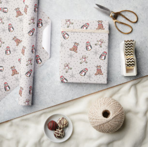 Zoete baby's eerste kerstdieren cadeaupapier