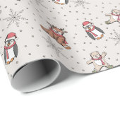 Zoete baby's eerste kerstdieren cadeaupapier (Rol Hoek)