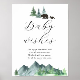 Zoete babywensen cadeau babyborrel gastenboek hand poster