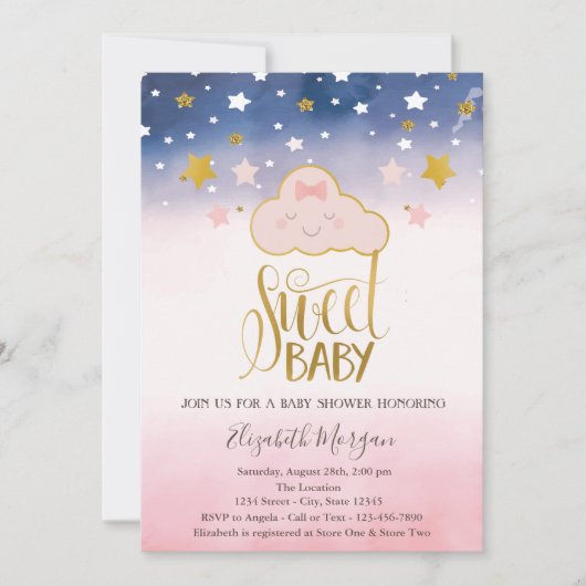 Zoete Babywolk Sterren Baby Shower Kaart (Voorkant)