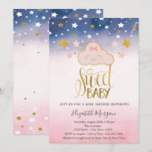 Zoete Babywolk Sterren Baby Shower Kaart (Voorkant / Achterkant)