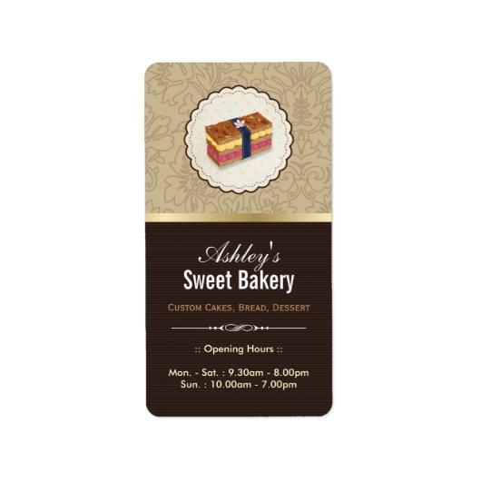 Zoete bakkerij Boutique - Loaf-look Cake Etiket (Voorkant)