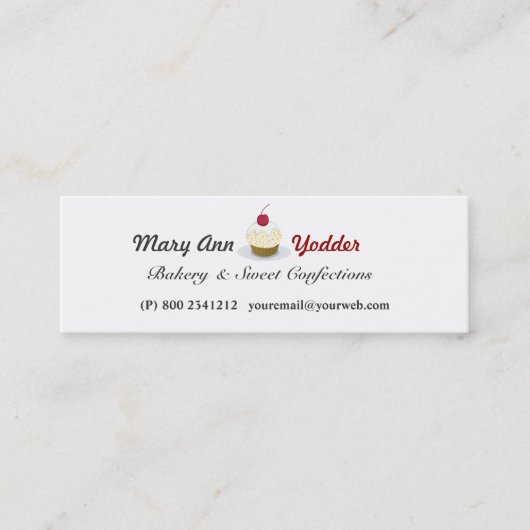 Zoete bakkerij,  cupcakes Baker Confections Mini Visitekaartje (Voorkant)