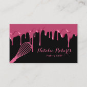 Zoete bakkerij Girly Black & Roze Drives Pastry Ch Visitekaartje (Voorkant)