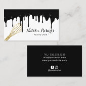 Zoete bakkerij Moderne zwarte druppels gebak Chef Visitekaartje (Voorkant / Achterkant)