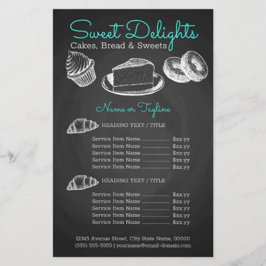 Zoete Bakkerij Schoolbord Flyer (Voorkant)