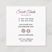 Zoete bakkerij vierkante visitekaartje (Achterkant)