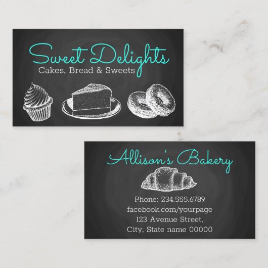 Zoete bakkerskarton visitekaartje (Voorkant / Achterkant)