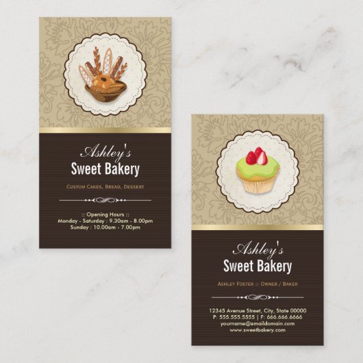 Zoete bakkerswinkel - Breads Rolls Cupcakes Desser Visitekaartje
