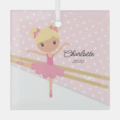 Zoete Ballerina Ballet Dans Kerstmis Glas Ornament (Voorkant)
