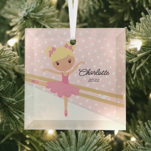 Zoete Ballerina Ballet Dans Kerstmis Glas Ornament (Insitu)