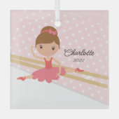 Zoete Ballerina Ballet Dans Kerstmis Glas Ornament (Voorkant)