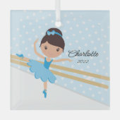 Zoete Ballerina Ballet Dans Kerstmis Glas Ornament (Voorkant)