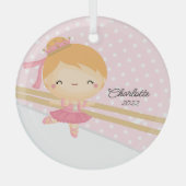 Zoete Ballerina Ballet Dans Kerstmis Glas Ornament (Voorkant)