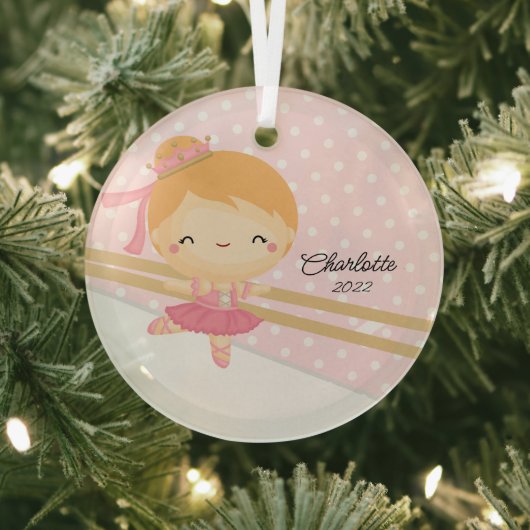 Zoete Ballerina Ballet Dans Kerstmis Glas Ornament (Insitu)