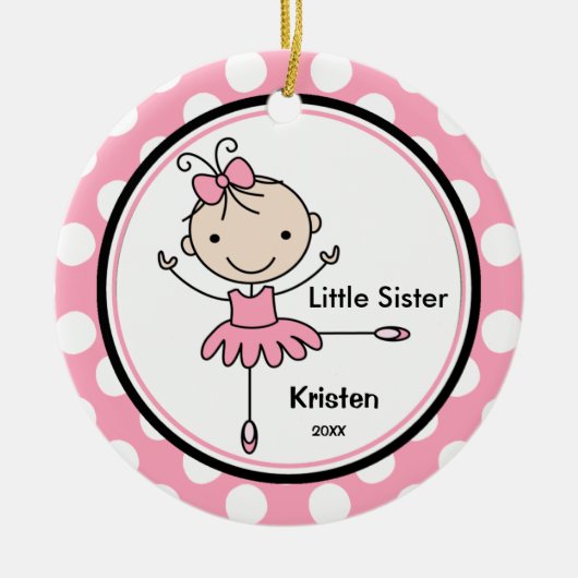 Zoete Ballerina Zus Kerst Ornament (Voorkant)