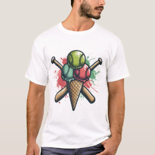 Zoete Baseball Mashup Cool Kegel Bats Illustratie T-shirt