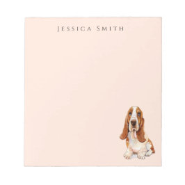 Zoete Basset Hound illustratie op Roze Notitieblok