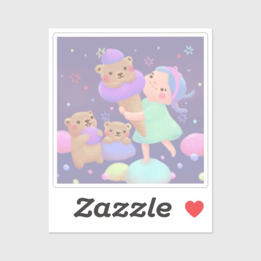 Zoete Beer Ijs Illustratie Sticker (Vel)