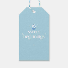 Zoete Beginnen | Poederblauwe & Witte Baby Shower Cadeaulabel