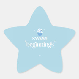 Zoete Beginnen | Poederblauwe & Witte Baby Shower Ster Sticker