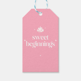 Zoete Beginnen | Roze En Witte Meisjes Baby Shower Cadeaulabel