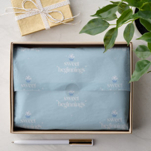 Zoete Beginningen Poederblauwe & Witte Baby Show Tissuepapier