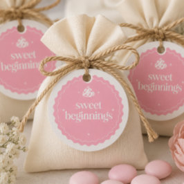 Zoete Beginningen | Roze & Witte Meisje Baby Showe Bedankjes Labels
