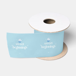 Zoete Beginnings | Poederblauwe & Witte Baby Showe Satijnen Lint