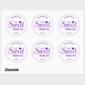 Zoete behandel paarse & witte bedankstickers ronde sticker (Vel)