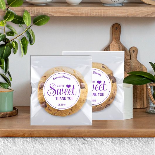 Zoete behandel paarse & witte bedankstickers ronde sticker