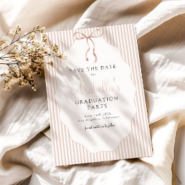 Zoete Beige Gestreepte Strik Afsluiting Save The Date
