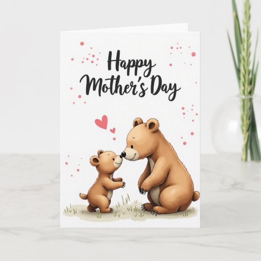 Zoete Beren Moederdag Kaart (Voorkant)