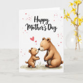 Zoete Beren Moederdag Kaart (Gele Bloem)