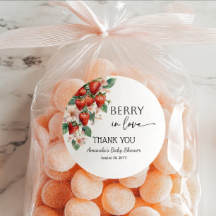 Zoete Bes in Love Aardbeien Bruidsfeestje Ronde Sticker