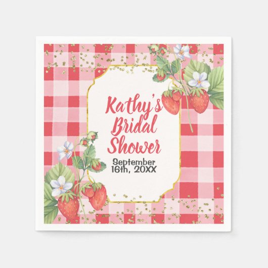 Zoete Bes Waterverf Aardbei Bruidsdouche Servet (Voorkant)
