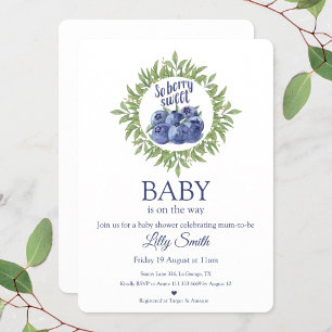 Zoete bessen Baby shower Uitnodigingsbosbessen Kaart