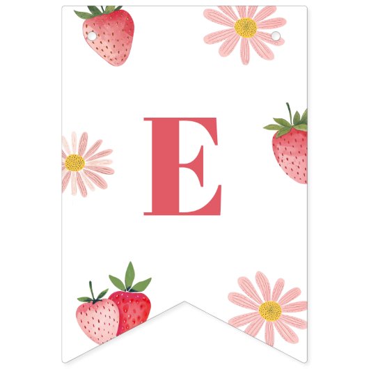 Zoete bessen Eerste Verjaardag Pastel Roze Rode Bl Vlaggetjes (Tweede vlag)