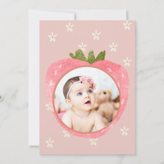 Zoete bessen eerste verjaardag uitnodiging (Achterkant)