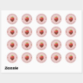 Zoete bewerkbare aardbei Valentijnsticker Ronde Sticker (Vel)