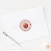 Zoete bewerkbare aardbei Valentijnsticker Ronde Sticker (Envelop)