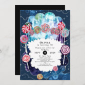 Zoete bewerkbare Candyland verjaardag Kaart (Voorkant / Achterkant)