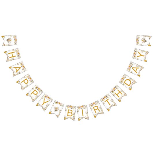 Zoete Bij Eerste Verjaardagsbanner Vlaggetjes (Alle)
