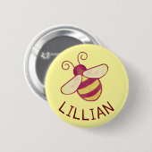 Zoete Bij Gepersonaliseerde Naam Knop Ronde Button 5,7 Cm (Voorkant /achterkant)