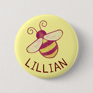 Zoete Bij Gepersonaliseerde Naam Knop Ronde Button 5,7 Cm