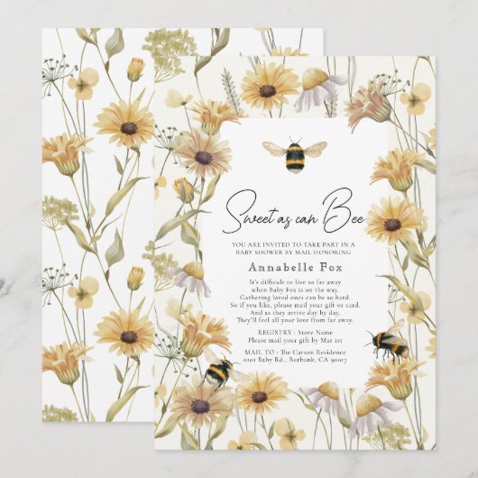 Zoete Bijter als Kamoillesjabloon voor een babyfee Kaart (Voorkant / Achterkant)